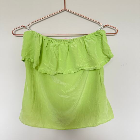 Lilly Pulitzer Women Silk Ginny Top Small Lime Green Coastal Y2K Summer Vacation - Picture 2 of 6